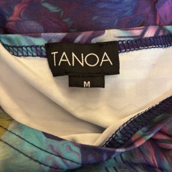 Tanoa Womens Dress Size Medium Blue Abstract Hawaiian Tapa Aloha Art to Wear - Picture 5 of 11